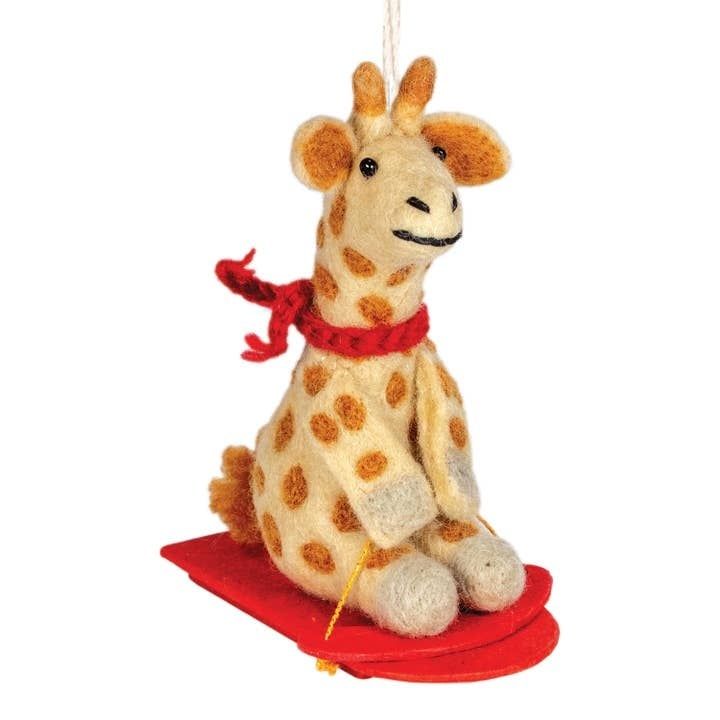 Sledding Giraffe Ornament, Nepal