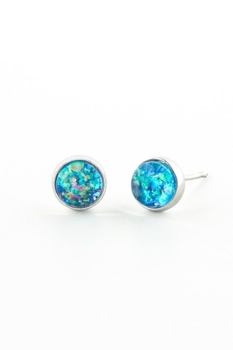 Lora Blue and Silver Studs, China