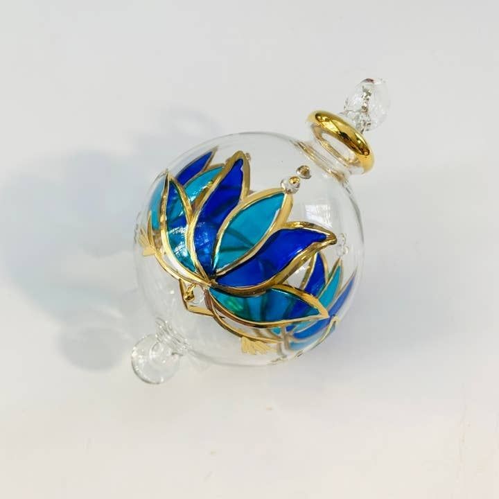 Blown Glass Ornament - Blue Lotus, Egypt