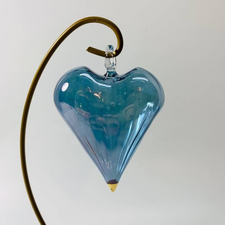 Blown Glass Ornament - Light Blue Heart, Egypt