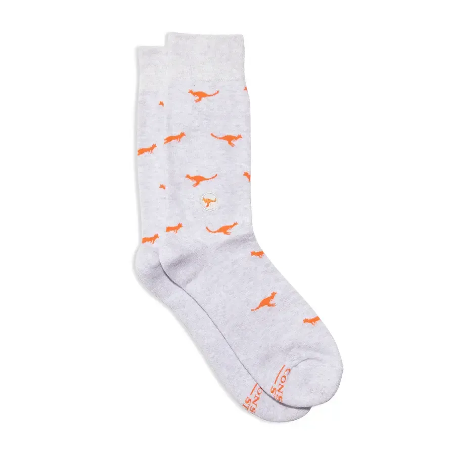 Conscious Step Socks that Save Kangaroos, Grey, Small