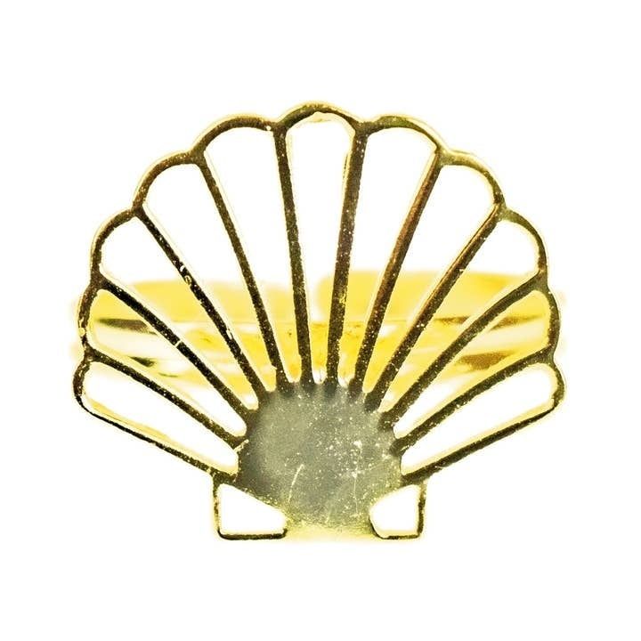 Golden Shell Adjustable Brass Ring, India