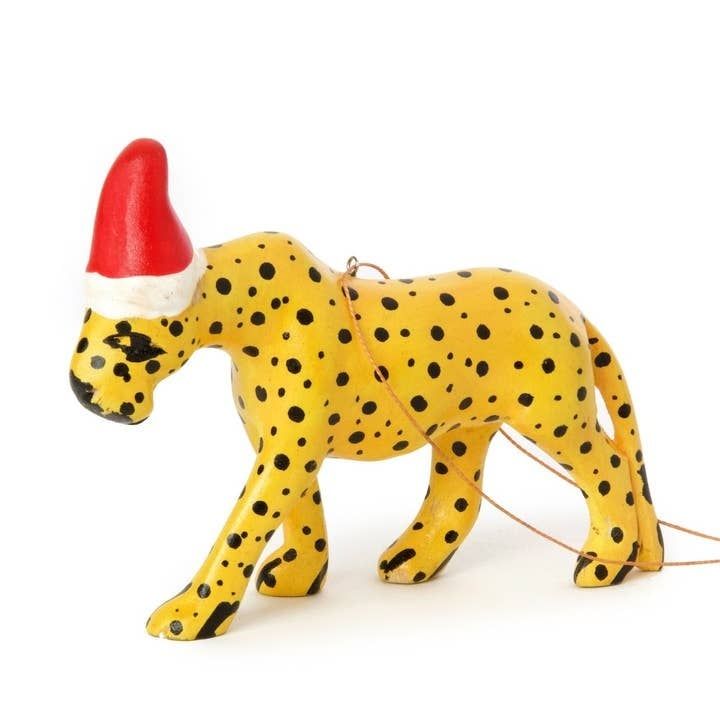 Santa&#39;s Little Cheetah Helper Ornament, Kenya