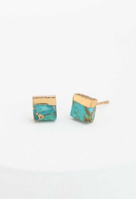 Lorena Square Turquoise Stud Earrings, China