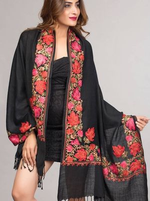 Taj Embroidered Wool Shawl, India