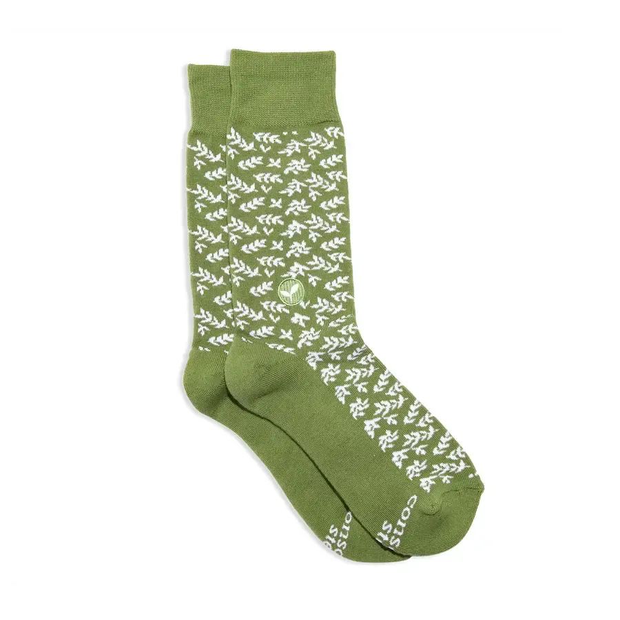 Conscious Step Socks that Plant Trees, Lovely Leaves, Green, Small
