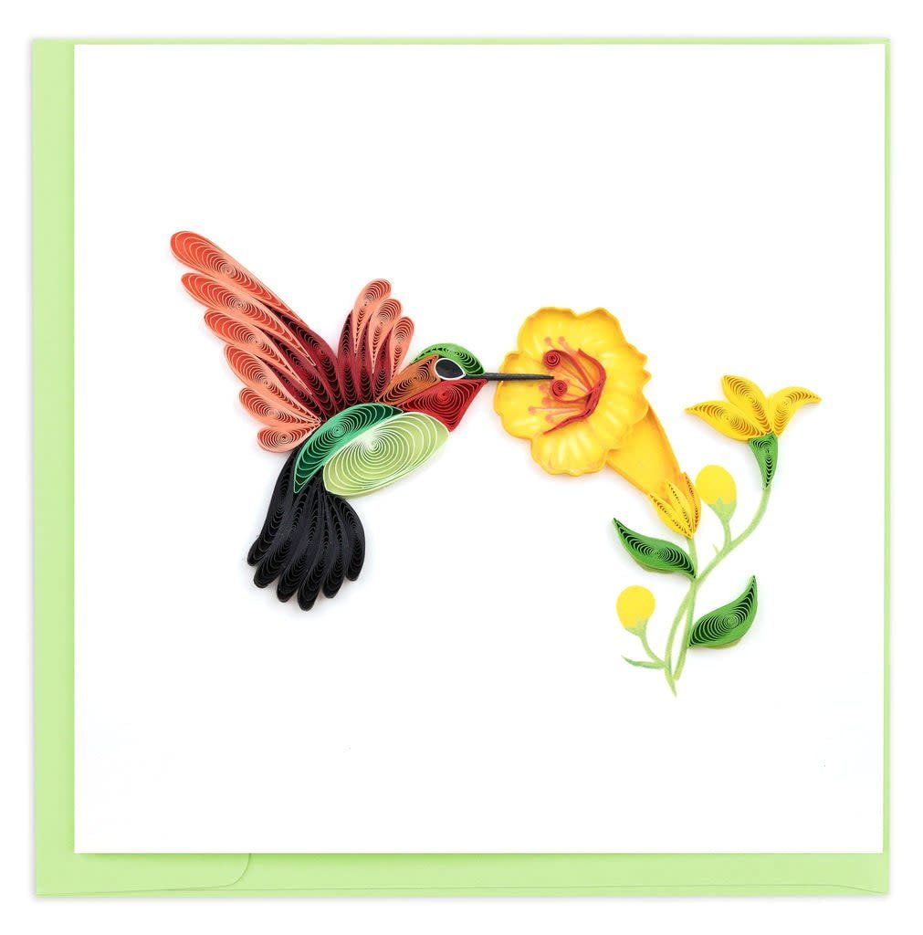 Hummingbird and Yellow Flowers Quilling Card, Vietnam