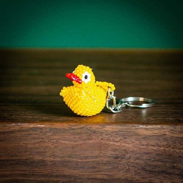 Duckie Beaded Keychain, Guatemala