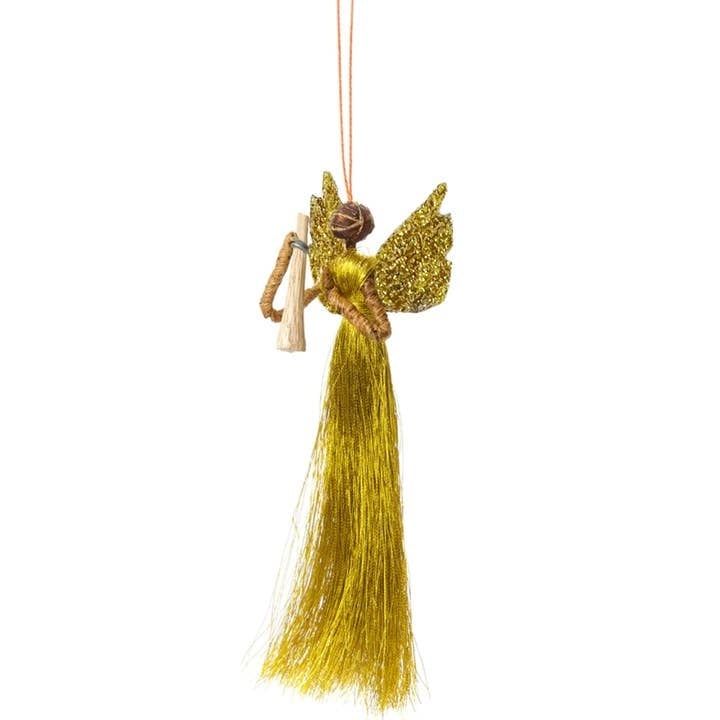 Banana Fiber and Gold Thread Angel Ornament, Kenya