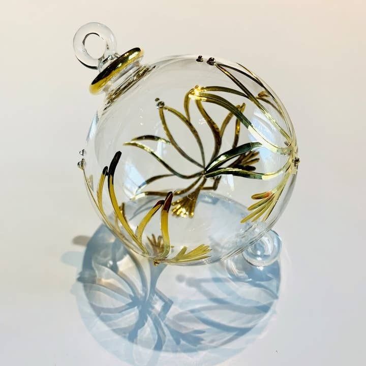 Blown Glass Ornament - Gold Lotus, Egypt