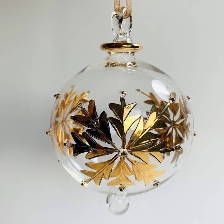 Blown Glass Ornament - Gold Snowflake, Egypt