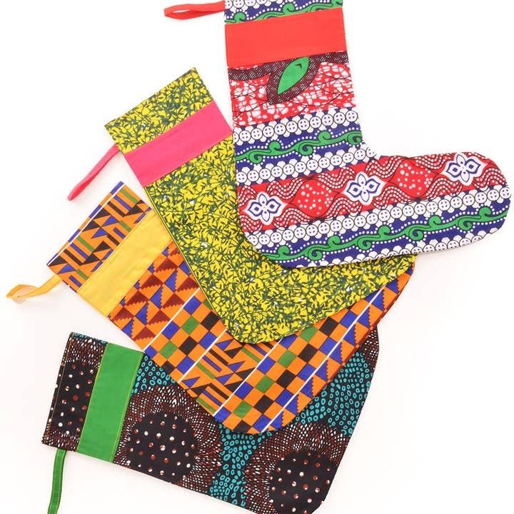 Chitenge Cloth Christmas Stocking, Zambia