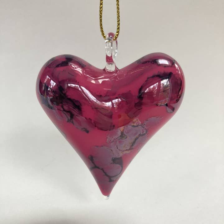Blown Glass Ornament - Fuchsia Heart, Egypt