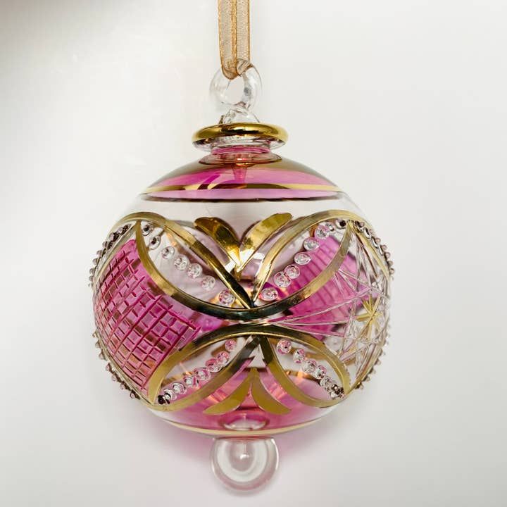 Blown Glass Ornament - Pink Carousel, Egypt
