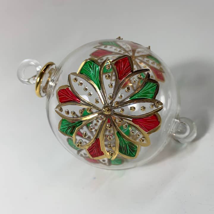 Blown Glass Ornament - Red and Green Flower, Egypt
