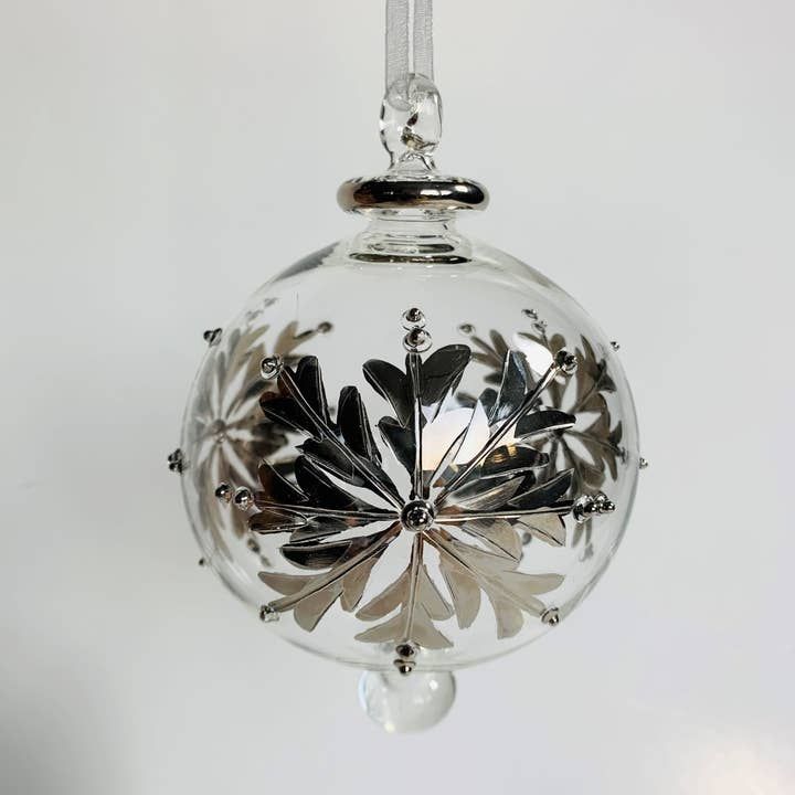 Blown Glass Ornament - Silver Snowflake, Egypt