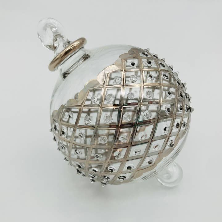 Blown Glass Ornament - Silver Diamonds, Egypt