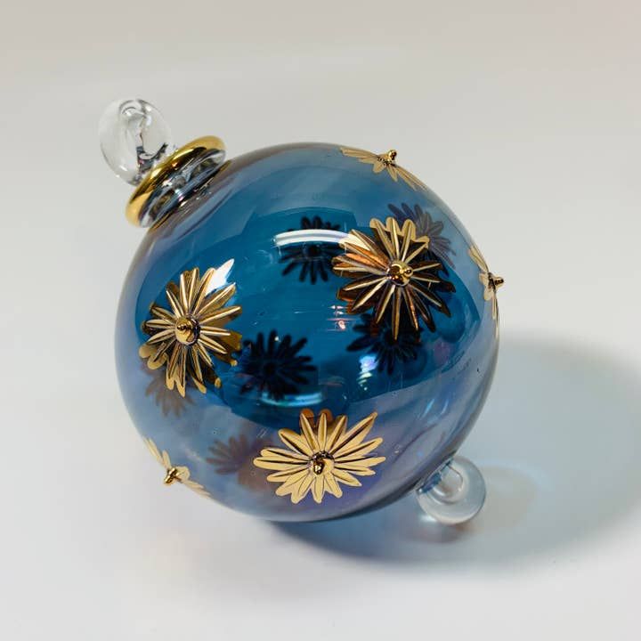 Blown Glass Ornament - Starry Mauve/Blue Sky, Egypt
