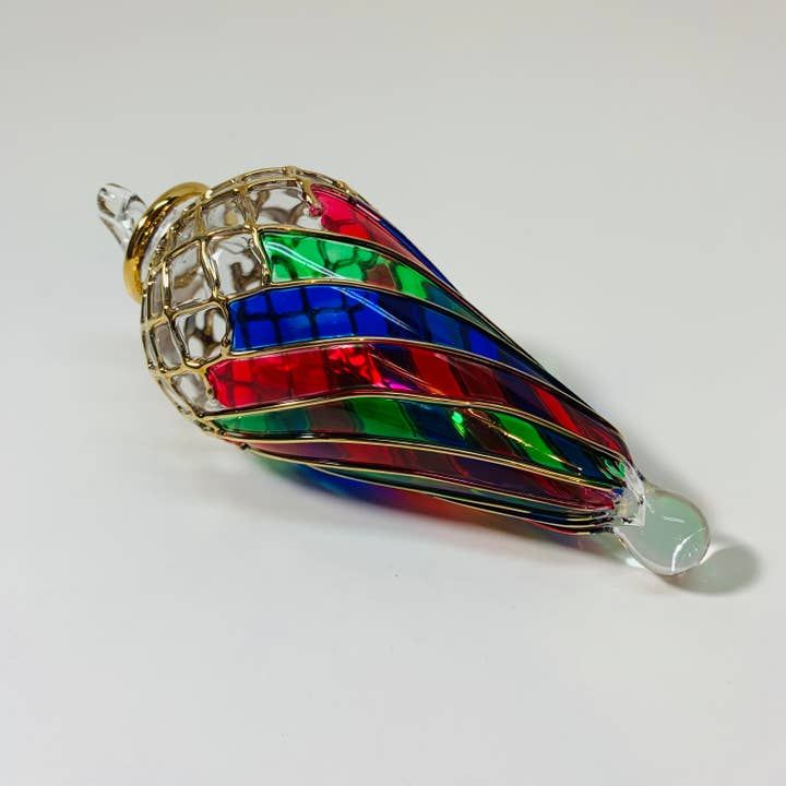 Blown Glass Ornament - Swirl Green Red and Blue, Egypt
