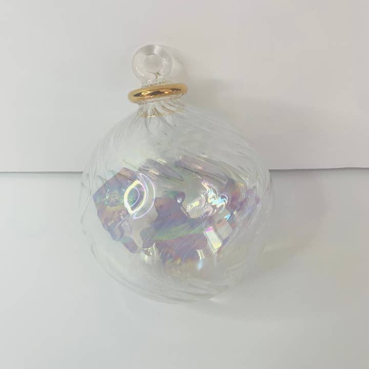 Blown Glass Ornament - Wavy Iridescent, Egypt