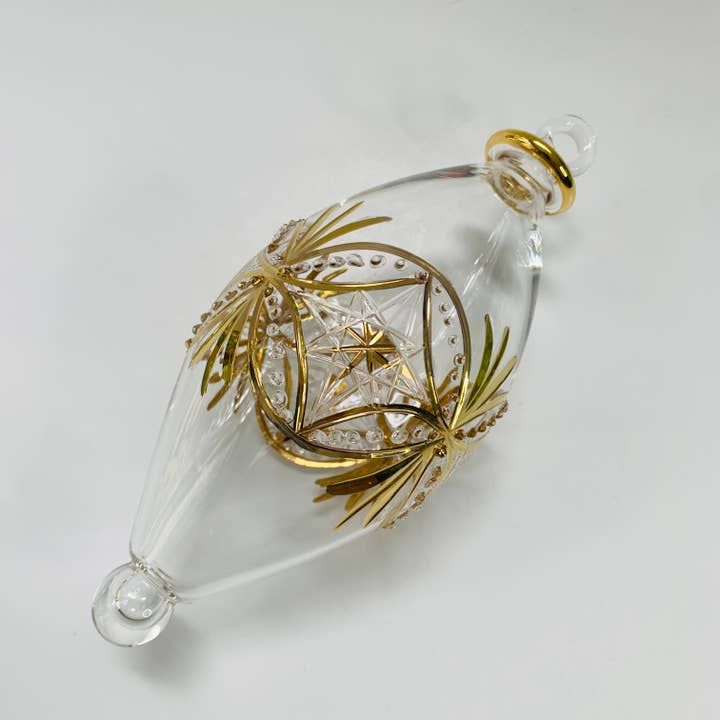 Blown Glass Oval Ornament - Gold Carousel, Egypt