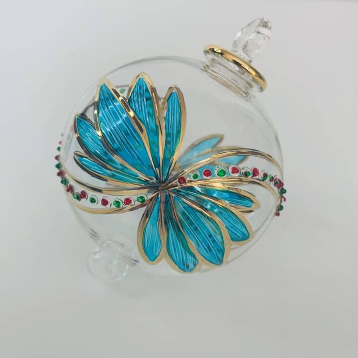 Blown Glass Ornament - Turquoise Butterfly, Egypt
