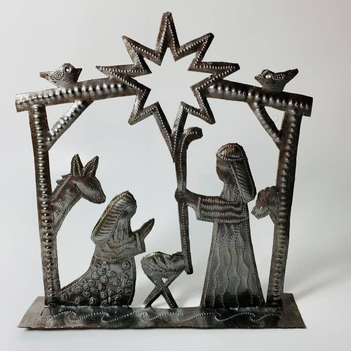 Metal Tabletop Nativity, Haiti