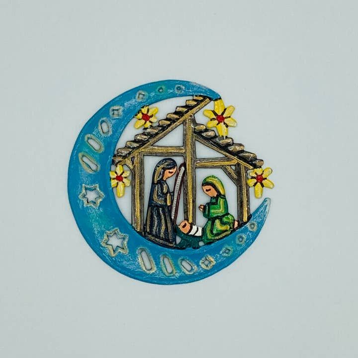 Metal Blue Moon Nativity Ornament, Egypt
