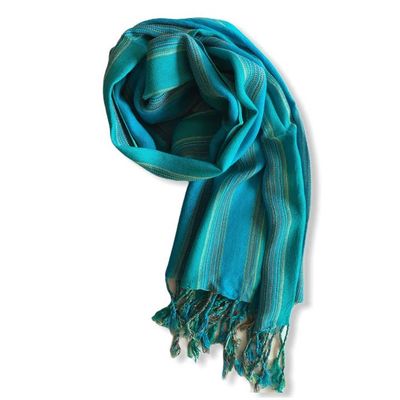 Striped Turquoise and Green Scarf, Egypt