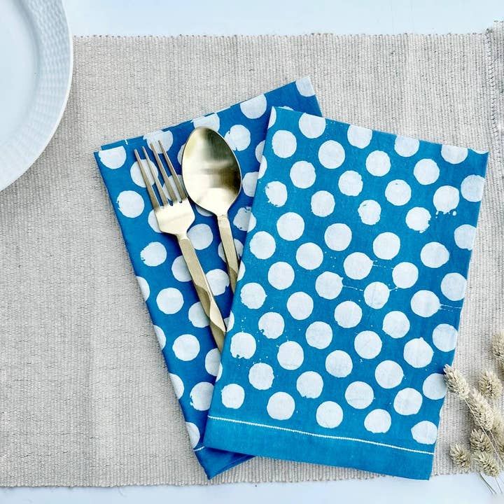 Indigo Polka Dots Napkin, India