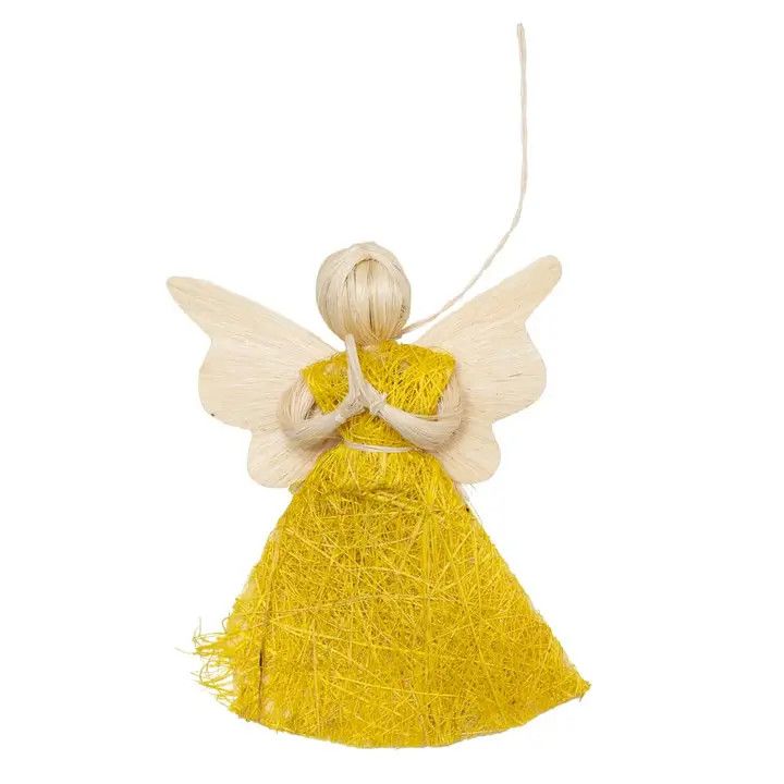 Abaca Dainty Praying Angel Ornament - Yellow, Philippines