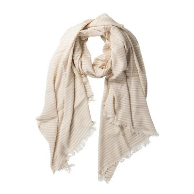 Nicely Neutral Striped Scarf, White, India
