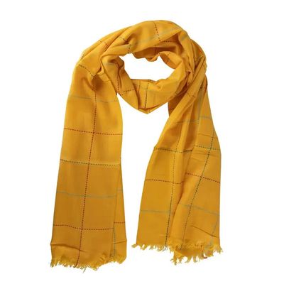 Goldenrod Kantha Stitch Scarf, Yellow, India