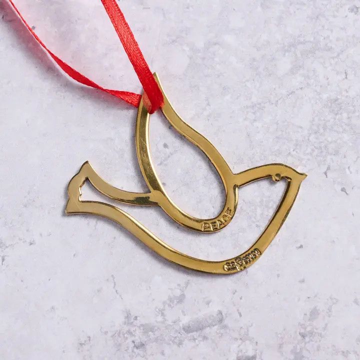 Dove of Peace Bombshell Brass Ornament, Cambodia