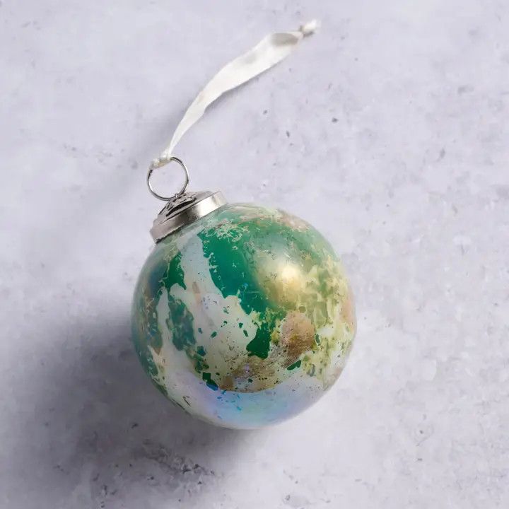 Recycled Glass Watercolor Ball Ornament, India