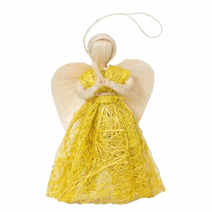 Abaca Sweetheart Praying Angel Ornament, Philippines