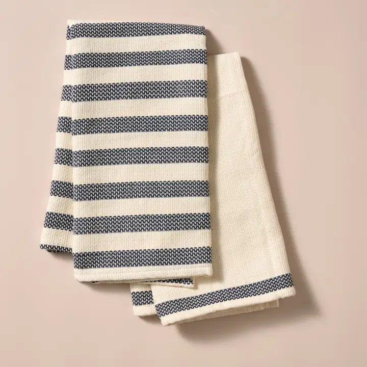 Multi-Striped Cream Black Tea Towel Set, Egypt