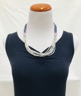 Grey Glass Beaded Necklace