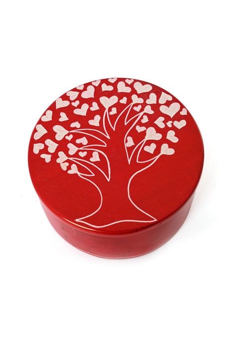 Tree of Hearts Soapstone Box, Kenya