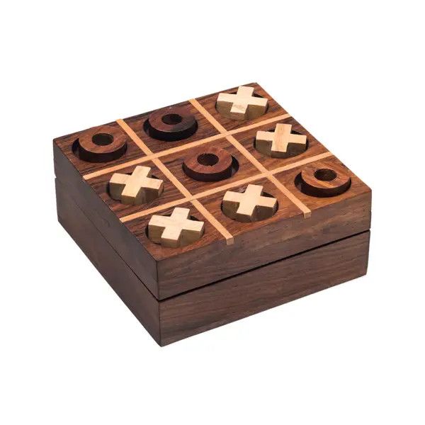 Tic Tac Toe Travel Game Set- Handcrafted Wood, India