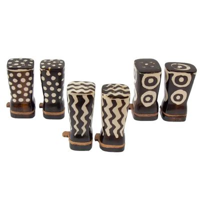 Batik Bone Salt &amp; Pepper Shakers, Kenya