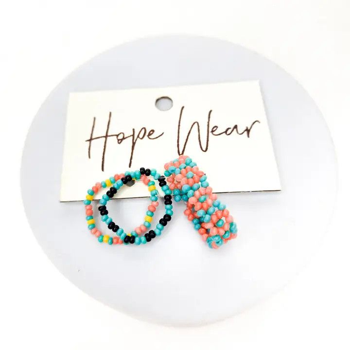 Confetti Seed Bead Rings - Set of 3, Guatemala