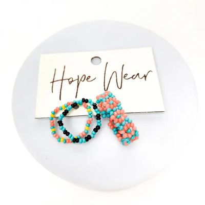 Confetti Seed Bead Rings - Set of 3, Guatemala