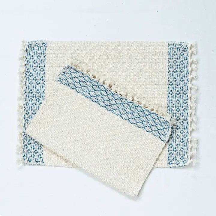 Hydrangea Blue Floral Woven Placemats, Guatemala