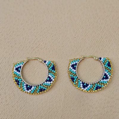 Blues Fiesta Round Earrings, Guatemala