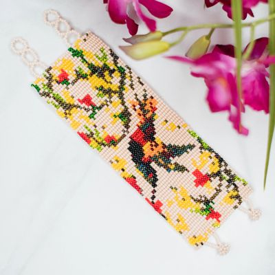 Earth Hummingbird Beaded Cuff, Guatemala