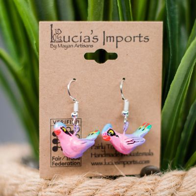 Peacock Ceramic Earrings, Guatemala