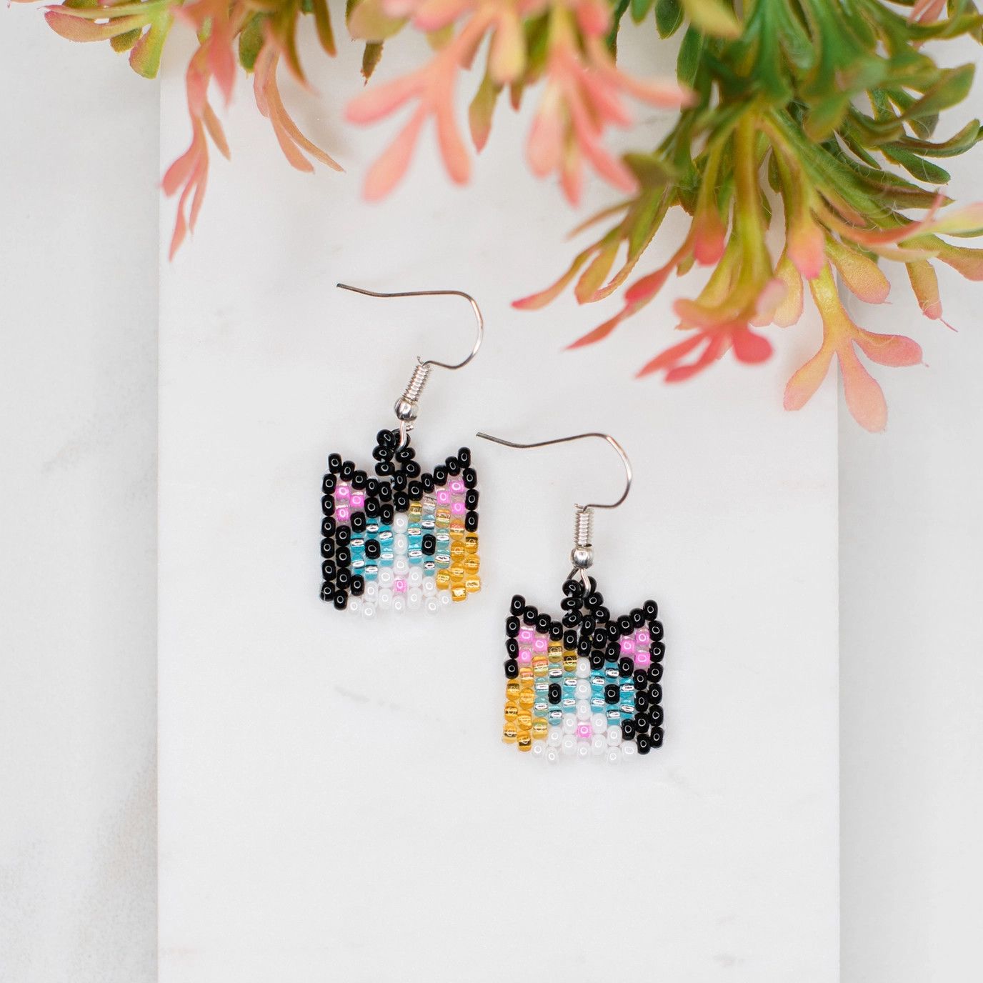 Cat Beaded Earrings, Guatemala