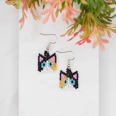 Cat Beaded Earrings, Guatemala