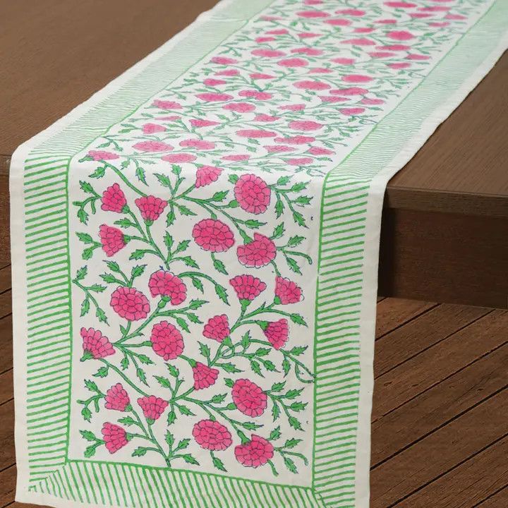 Fuchsia and Green Table Runner, India